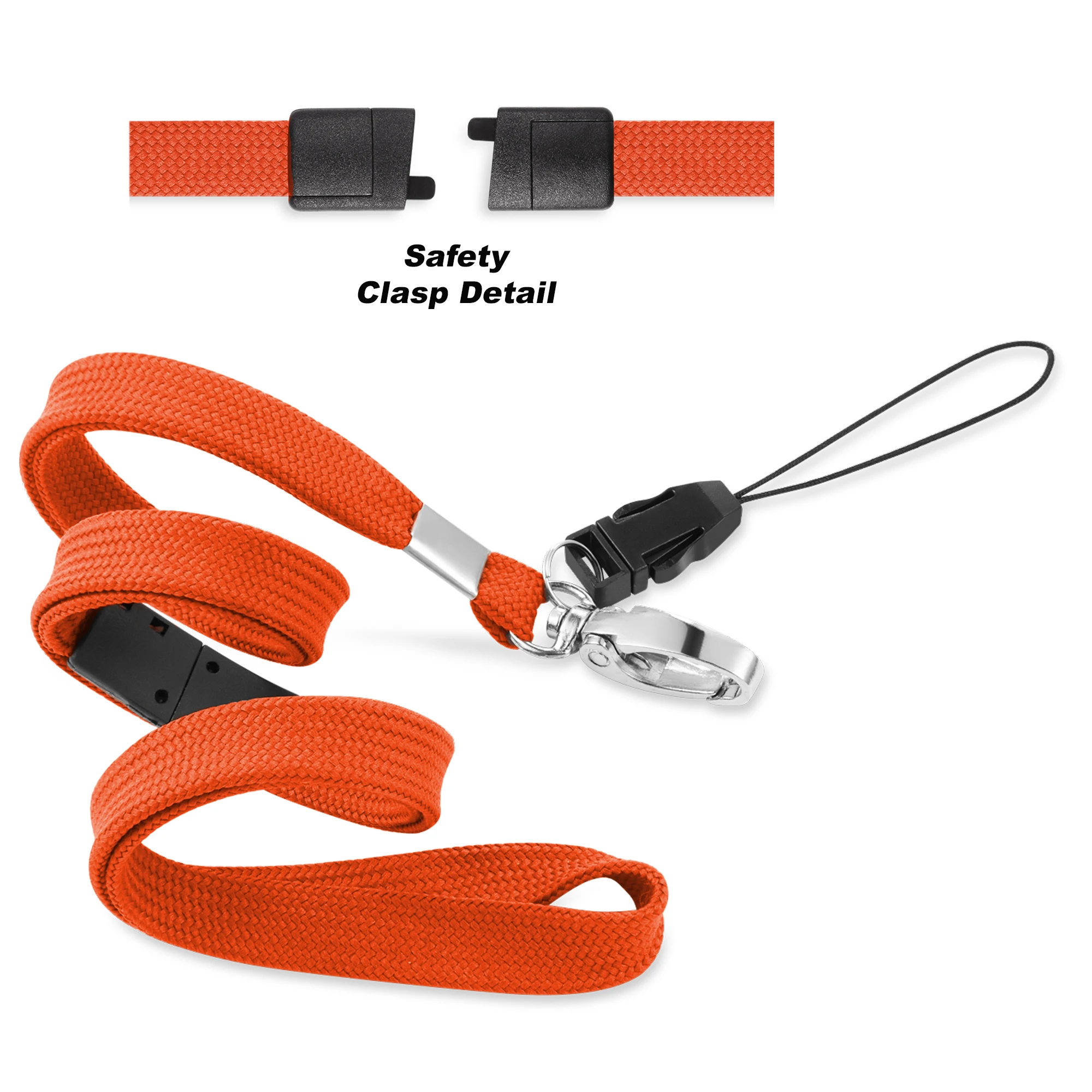 High Quality Custom Logo Id Card Name Badge Neck Safety Buckle Lanyard Wholesale Personalized Polyester Orange Lanyard