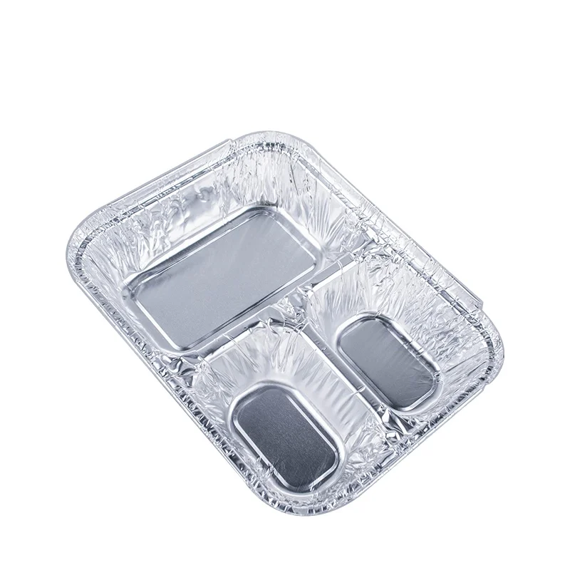 Disposable 3 compartment Takeaway Aluminum Foil Food Storage Container