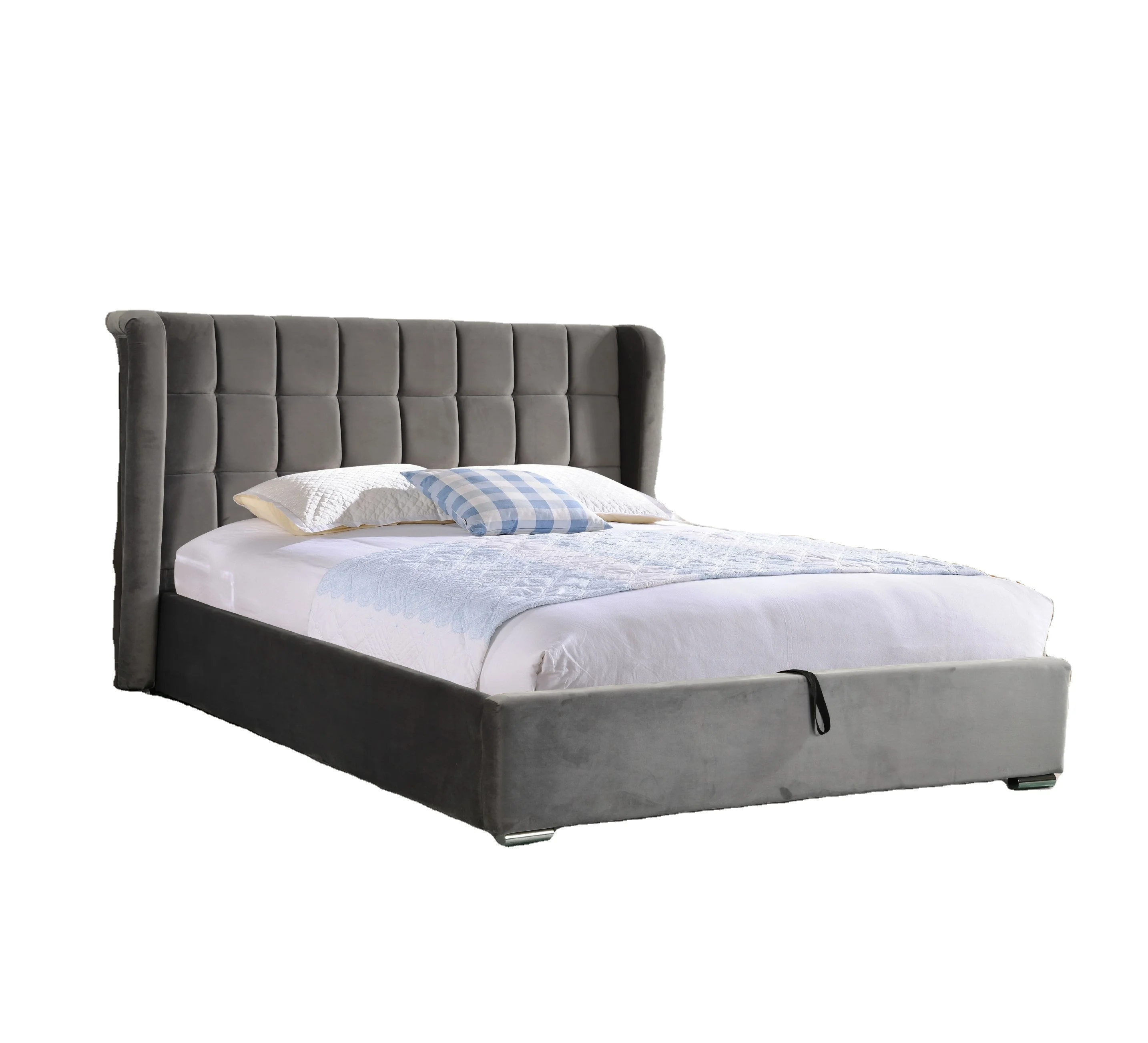 Modern Design Upholstered Fabric Contemporary King Size Bed