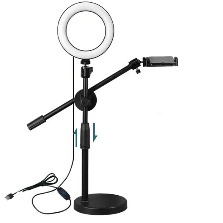 2023 Agreat Newest Led Lamp Phone Live Bracket With Mic Holder Camera Selfie Ring Light Smart Phone Holder Flexible Selfie Stick