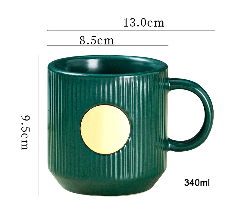 Custom Logo Advanced Striped Copper Stamp Ceramic Drinking Cup Coffee Mug