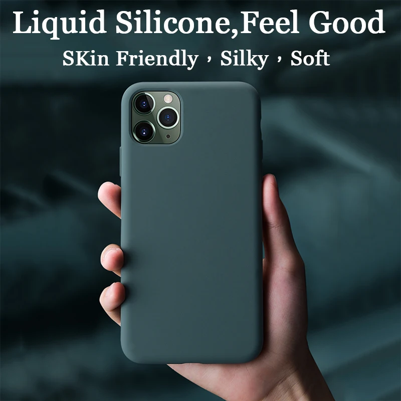 
Free shipping For iPhone Case Original Liquid Silicone Soft Cover For iPhone 11 12 Pro X XR XS Max Shockproof Phone Case 