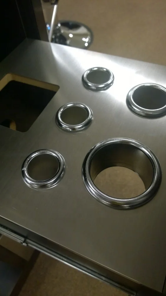 classic french style stainless steel barber mirror station