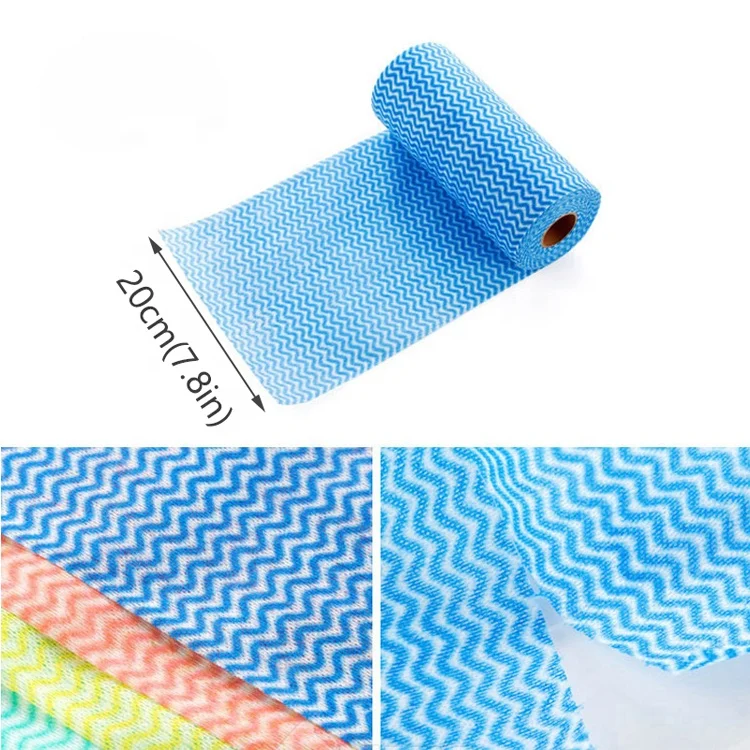 50pcs/ Roll Non-Woven Fabric Washing Cleaning Cloth Towels Kitchen Towel Disposable Striped Practical Rags