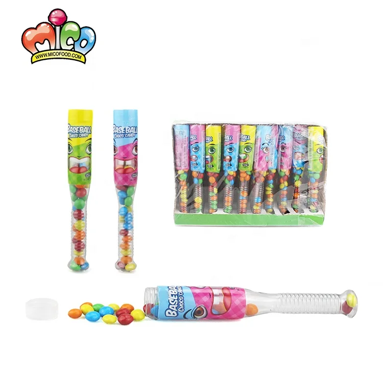 Free Sample Colorful Baseball Bat Crispy Chocolate Bean Candy For Kids