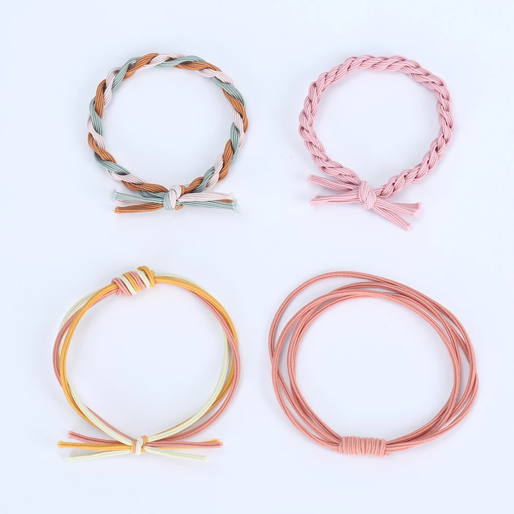 Girls Thick Knitting Knotted Elastic Hair Band High Quality Hand Made Color Matching Twist Knot Hair Tie