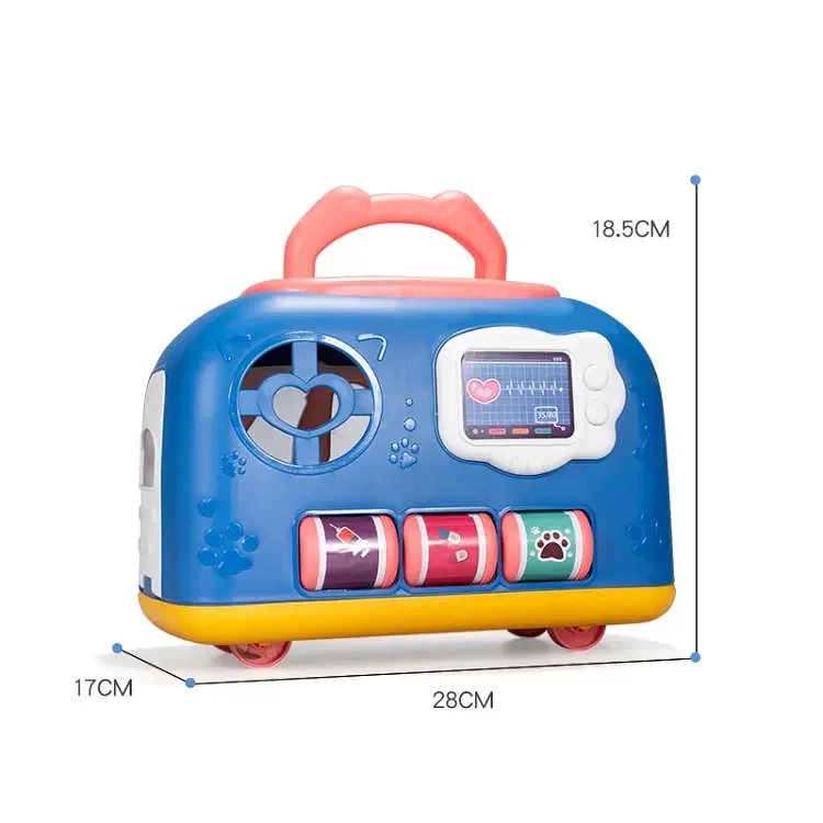 Hot Selling 17PCS Pet Cat Cage House Children Toy Other Pretend Play IC Music Lighting Pet Care Cage Play Set With Sliding Case