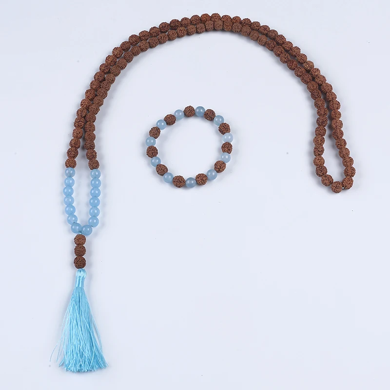 Rudraksha beads tassel necklace 108 Mala Beads jewelry set