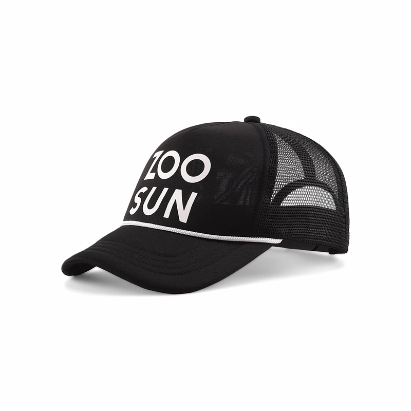 High quality custom silk screen printing logo sports trucker cap five-panel mesh foam trucker hat with rope custom