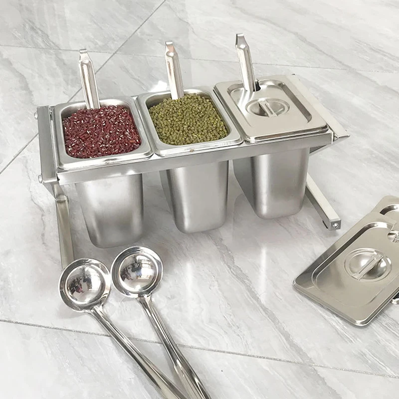 Stainless steel portions basin rack jam box milk tea shop specific milk tea seasoning box Kitchen Storage Canisters