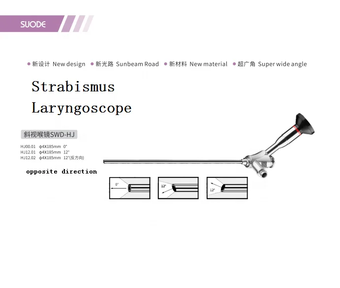 Strabismu Laryngoscope Ultra wide angle Rigid Endoscope  0degree 12degree opposite  direction size4mm*185mm stainless steel