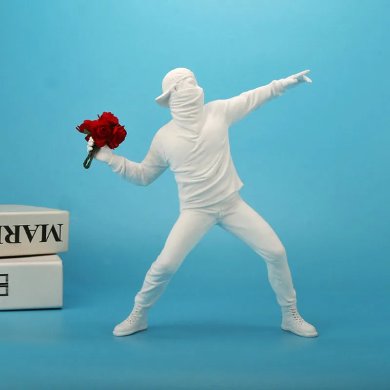 Статуэтка из смолы в английском стиле уличное искусство Бэнкси цветок бомбардировщик скульптура статуэтка бомбардировщика поликаменная фигурка художественная игрушка