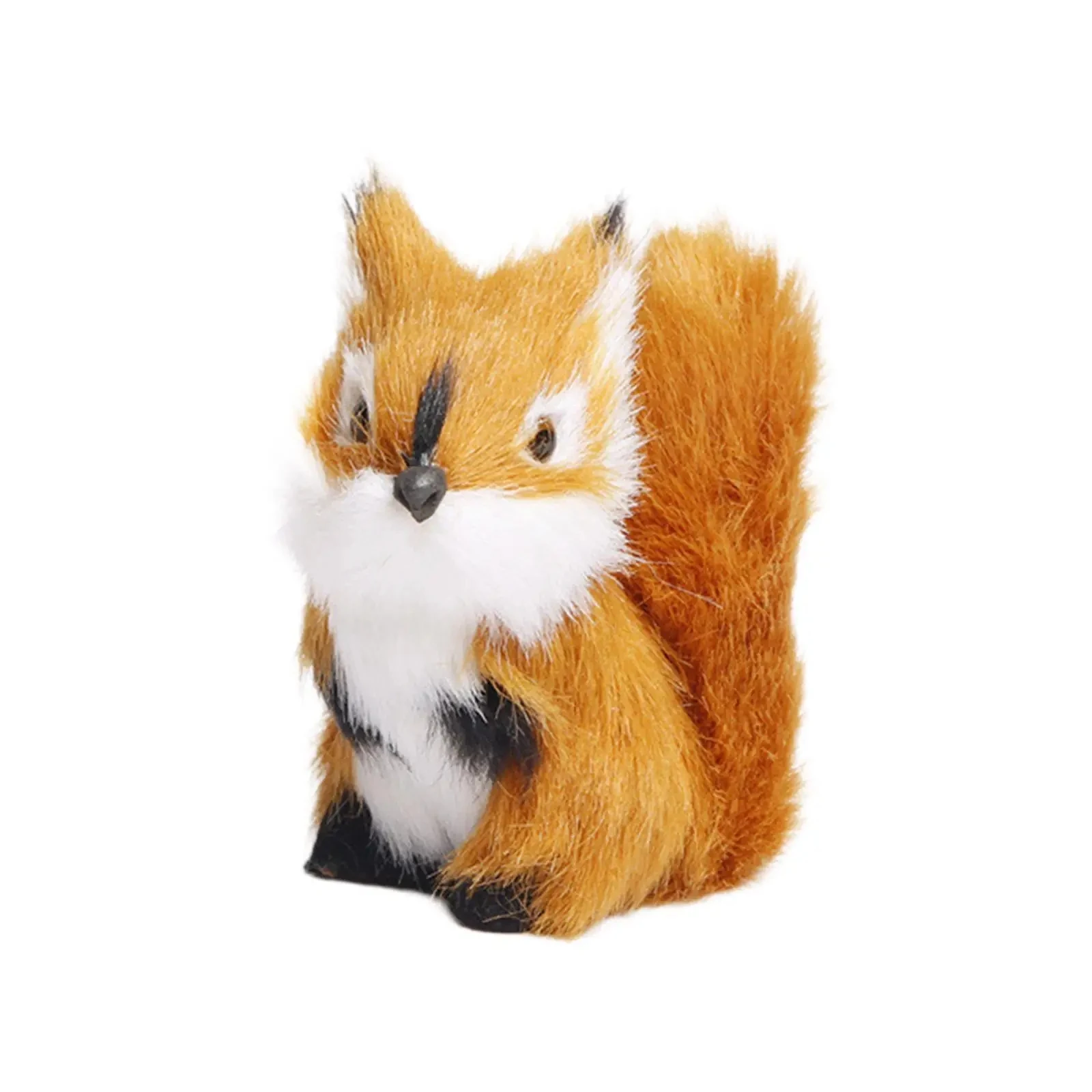Factory Price 7cm Plush Animal Sculpture Collection Squirrel Statue Figurine Artificial Fur Figure for Office Farmhouse Decor
