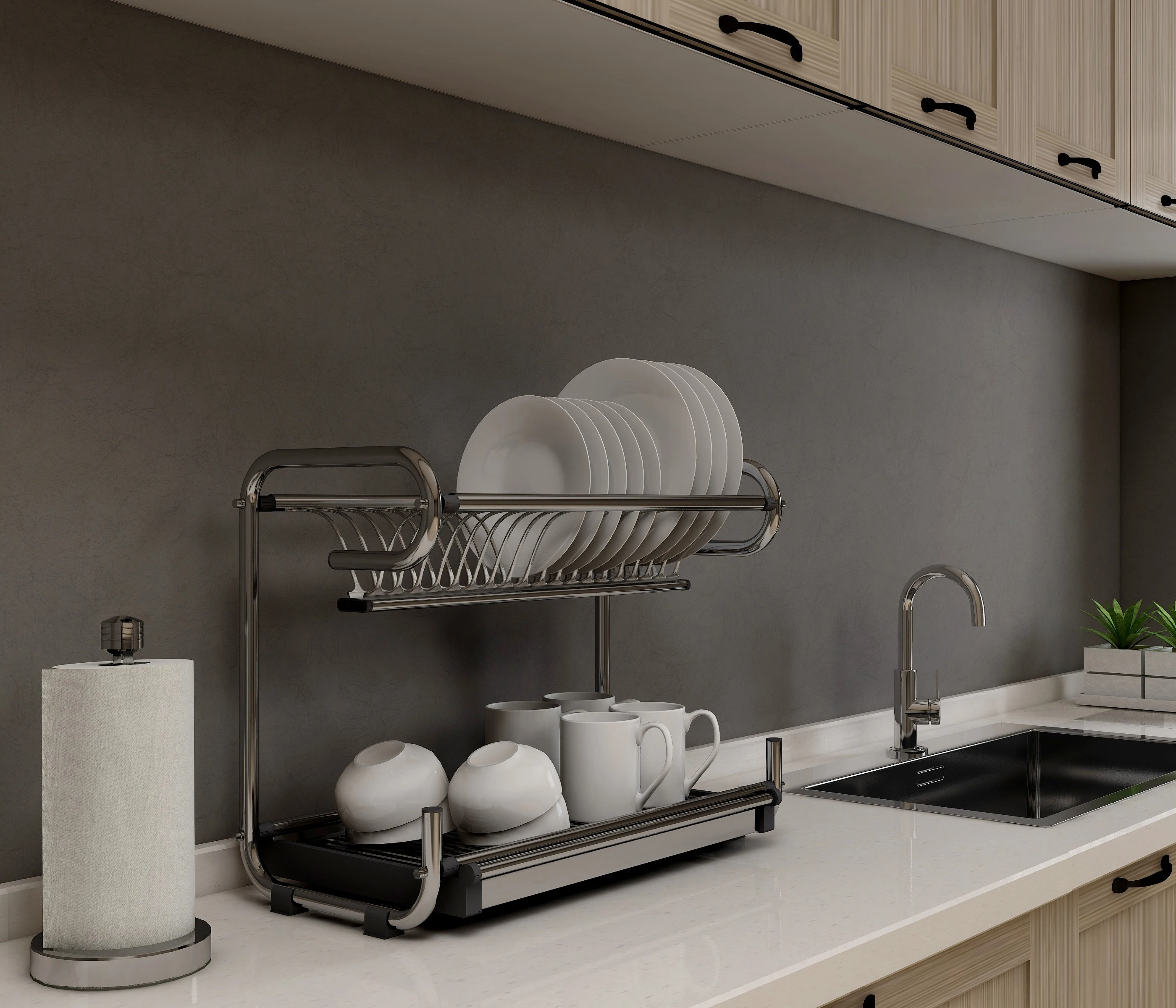 New Item with Patent of Assembely Telescopic Dish Rack Cabinet for Kitchen Bowls and Dishes