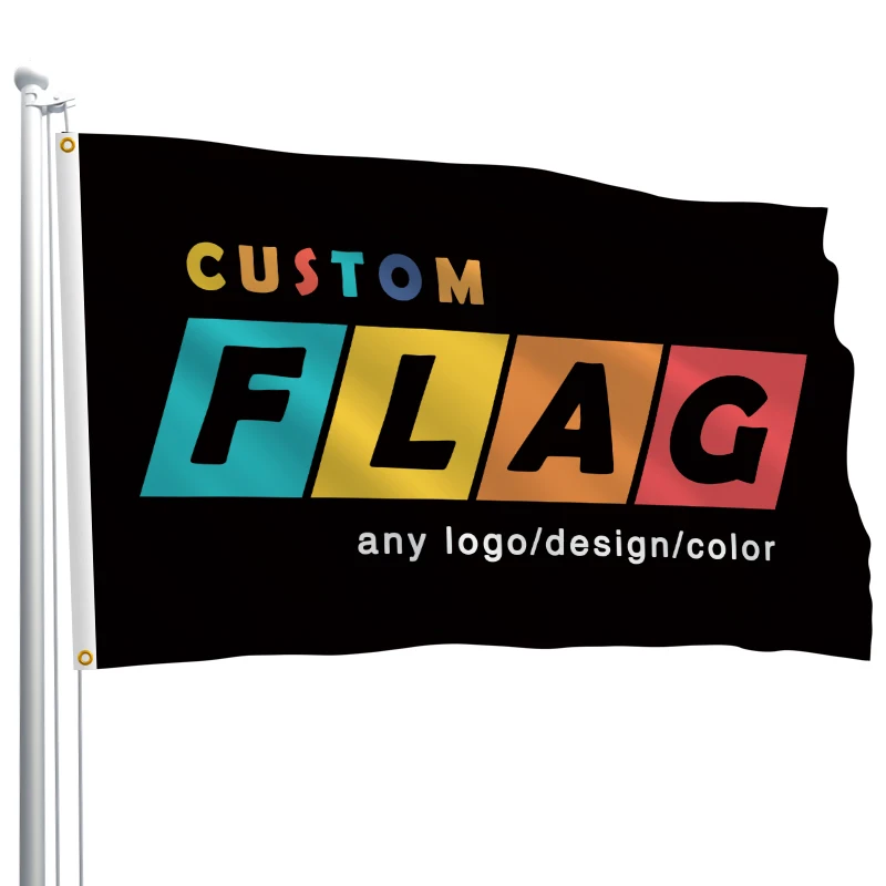 Factory custom logo outdoor durable promotional large wall flag banner double sided 3x5 polyester flags