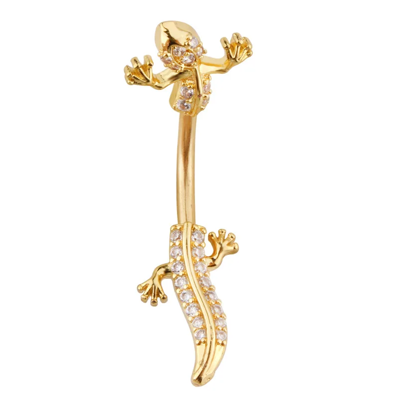 Gecko Golden Plated New Designed Belly Button Ring Body Piercing Navel Ring