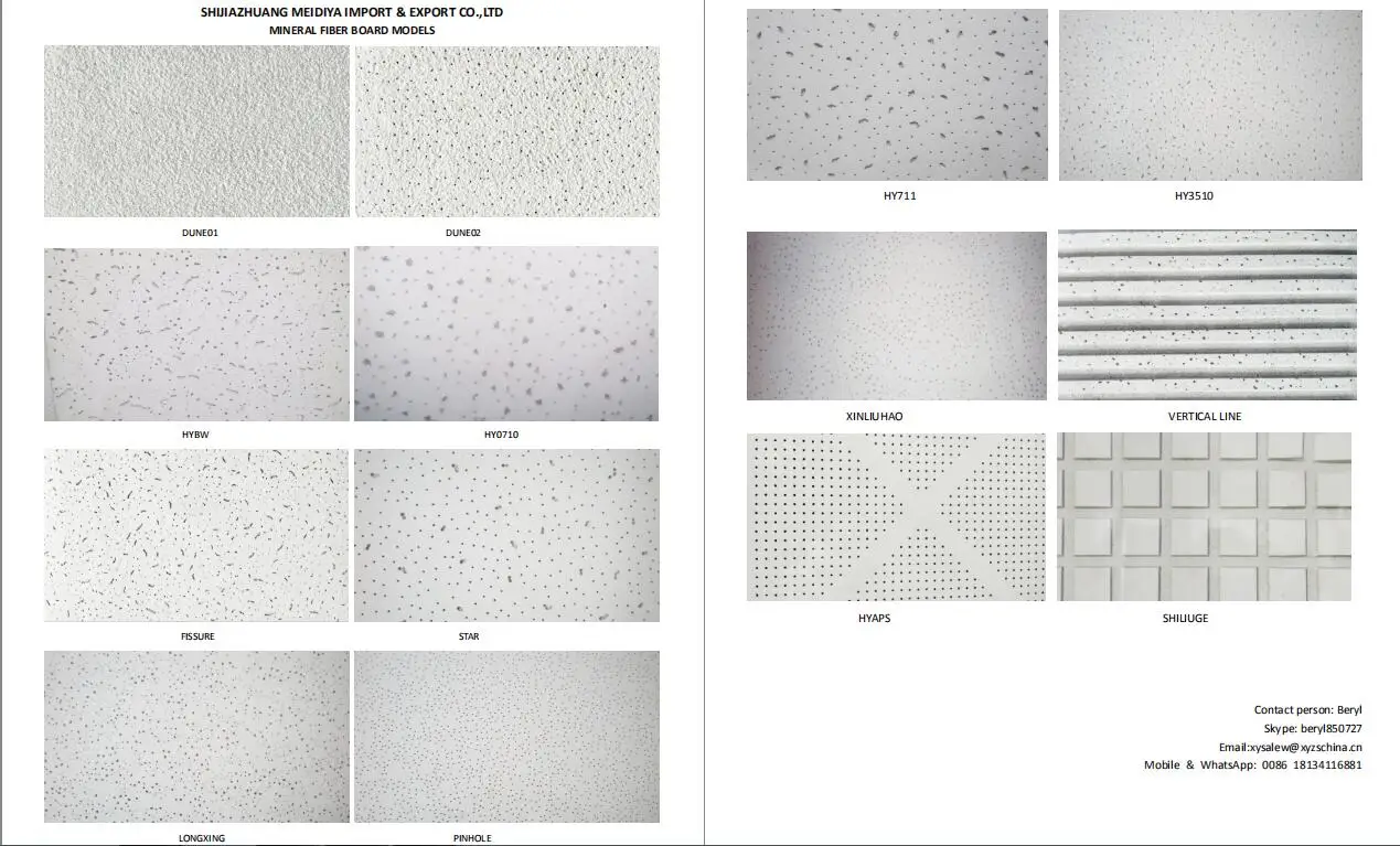 mineral fiber ceiling board with pinehole texture