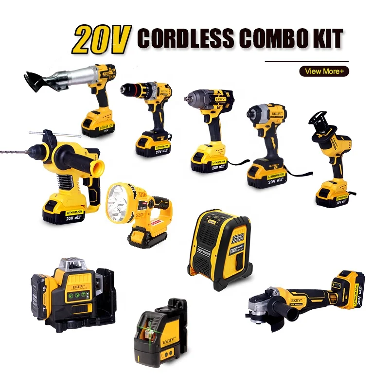 EKIIV Highest Grade of Tool Set Dw2106 Series Customized Industrial ekiiv 20-v max 15-tool lithium cordless combo kits