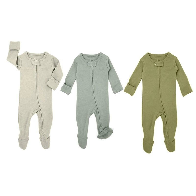 Baby Zipper Romper 100% Organic Cotton Bamboo Spandex Rayon Pajamas Jumpsuit Romper Infant Newborn Bodysuit