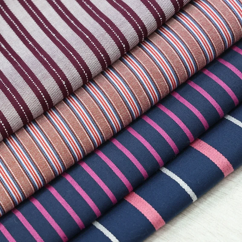 Excellent Quality 100% Organic Cotton Colourful Stripe Fabric Designs For Casual Shirts Wear