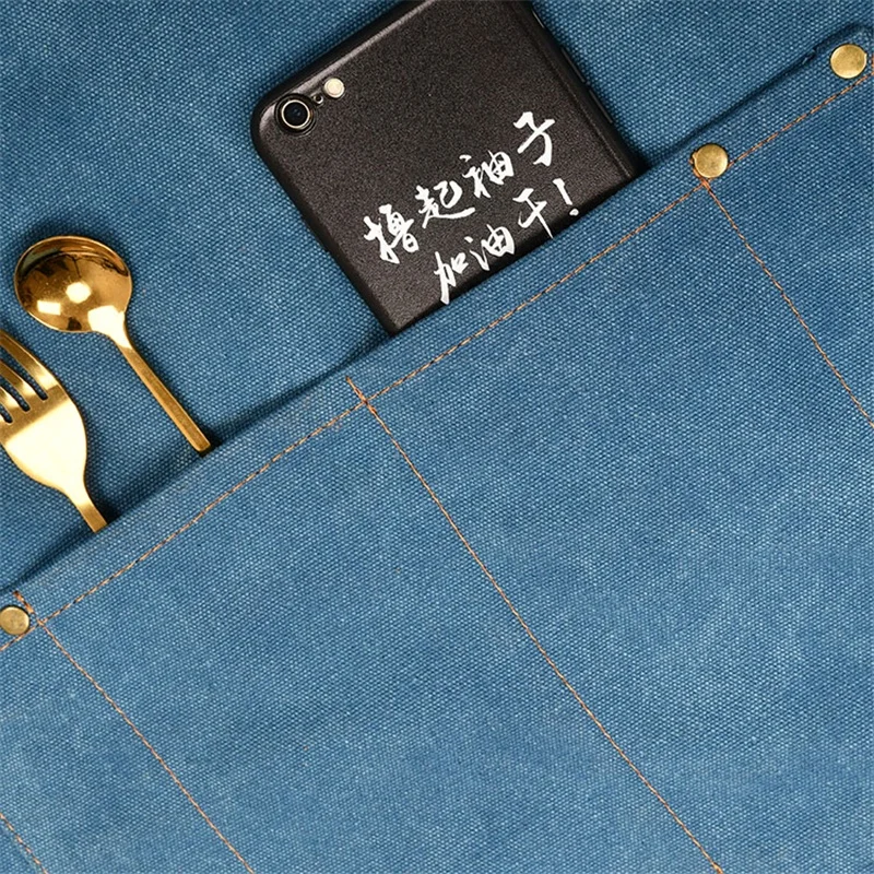 2021 Customize Gril Apron Cotton Apron with 2 Pockets Cooking Kitchen Aprons for Women Men Che