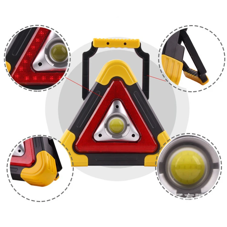 
Cob lamp USB rechargeable road emergency warning traffic safety car triangle Led warning light with handle 