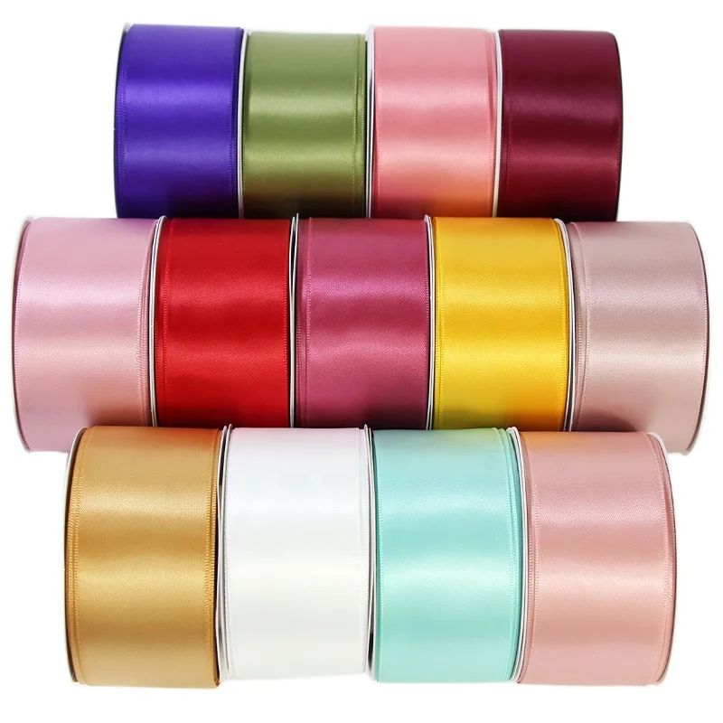 Polyester Satin Ribbon Mixed Colors 50 Yards Per Roll Gift Wrapping Bows Floral Bouquet 1-1/2 inch Double Face Satin Ribbon