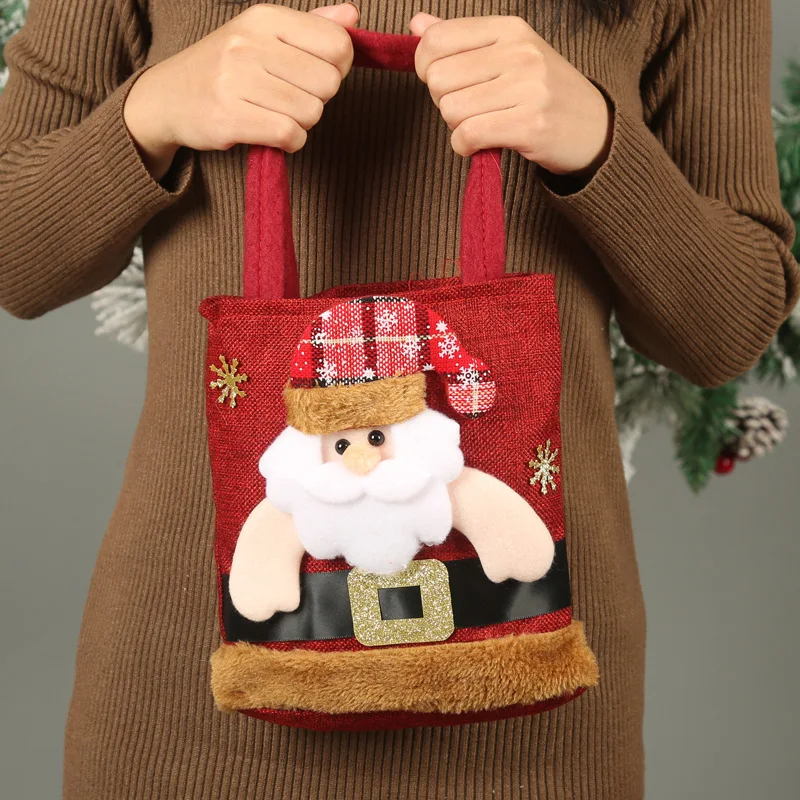 Christmas Decorations Santa Claus Snowman Fawn Gift Bag  Candy Bag Christmas Tote Bag Christmas New Year Handbag