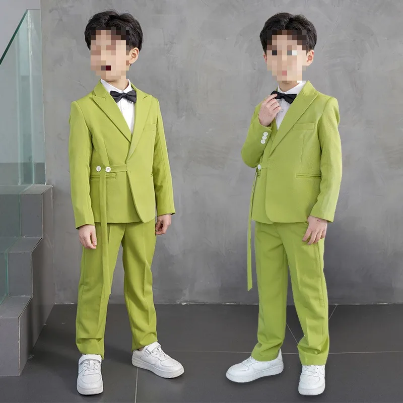 Baby Boys Suits for Weddings Kids Party Costume School Uniforms Clothing Coat+pants+shirt+tie +bow tie Suit 5 Pcs/Set
