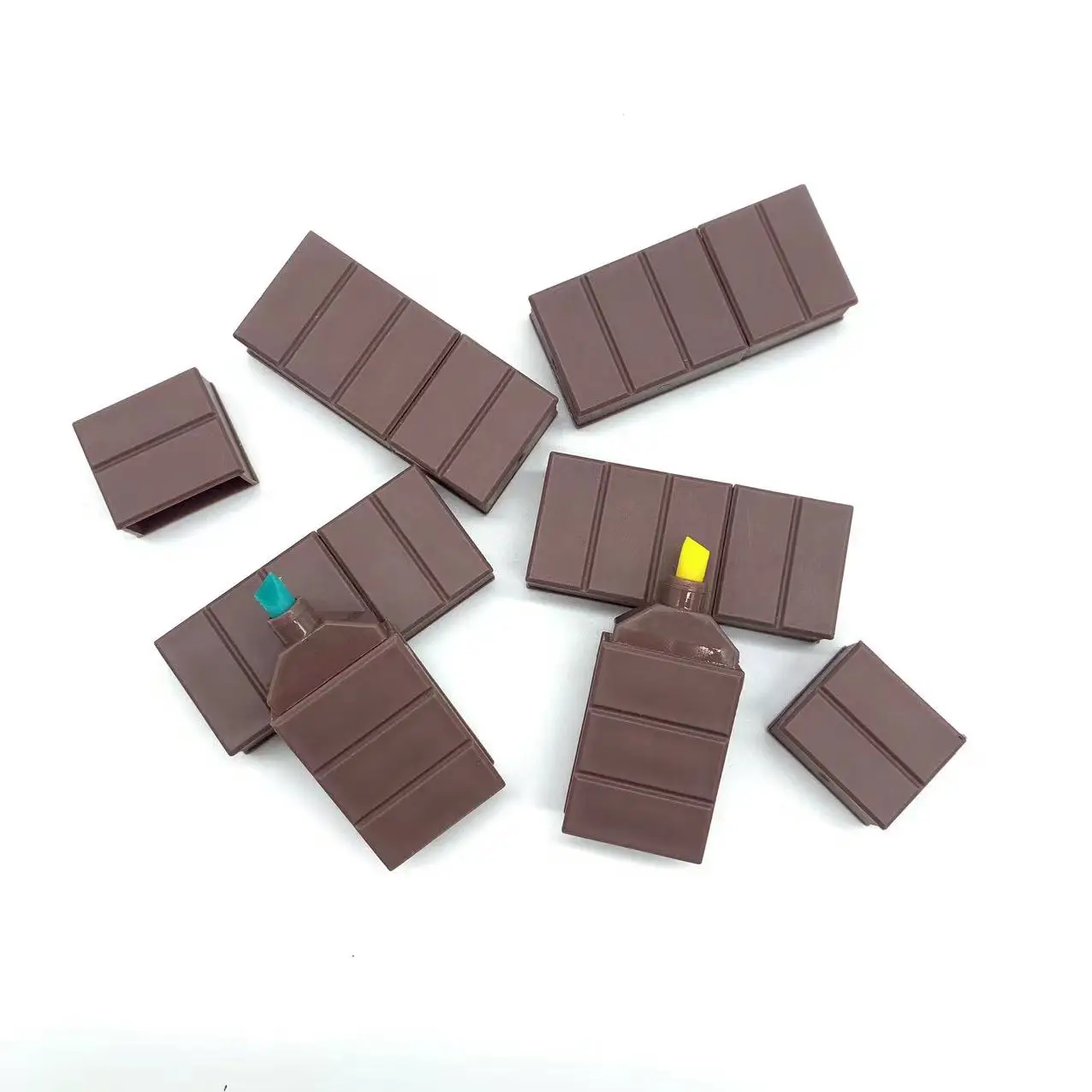 2024 Creative Design Cute Chocolate Shaped Colored Highlighter Marker Pen for Adults Kids Students