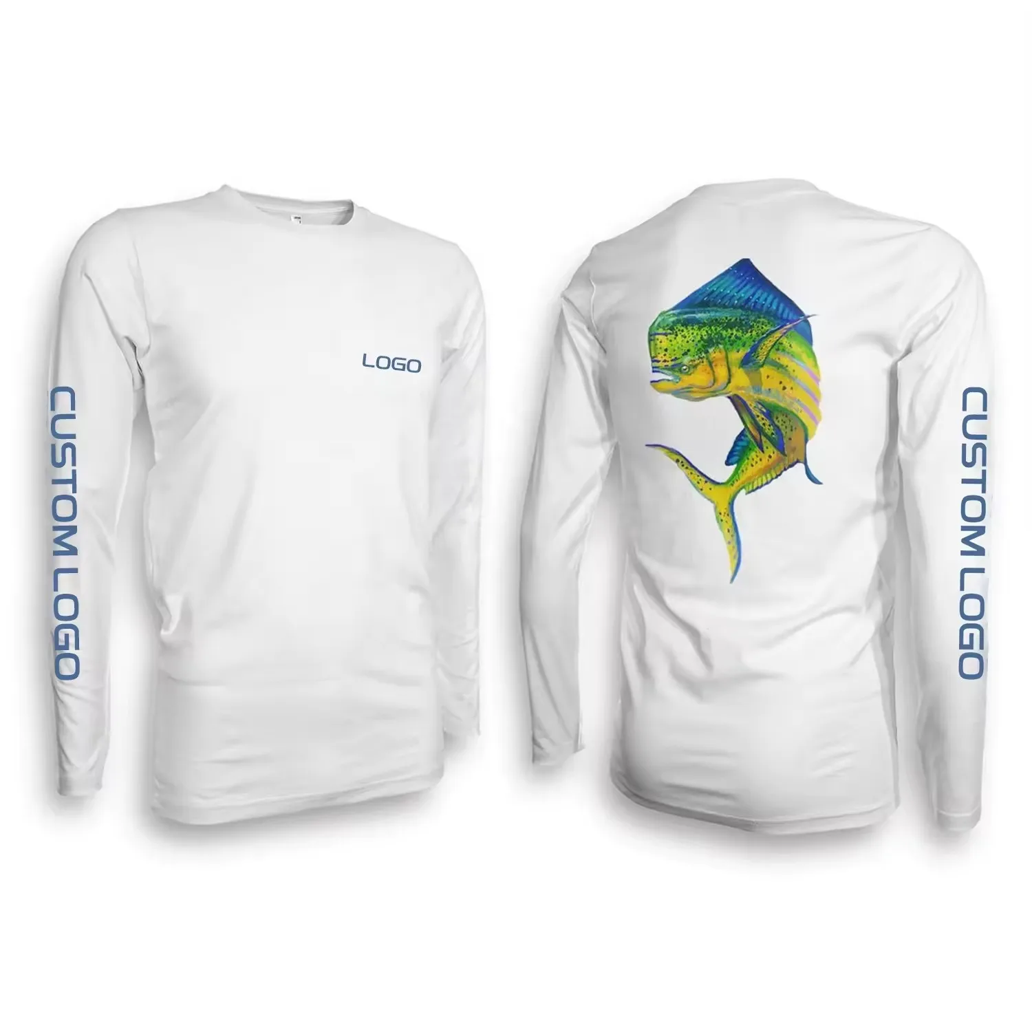 High Quality Custom Logo 100% Polyester Quick Dry Lightweight Fishing T Shirts Uv Protection Long Sleeve Fishing Shirts