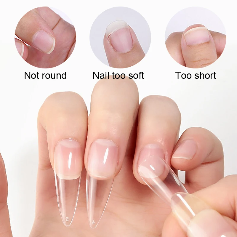 Wholesales Transparent Nail Patches Finished Soft Gel Tips French Tip Full Cover Custom Press On Nails
