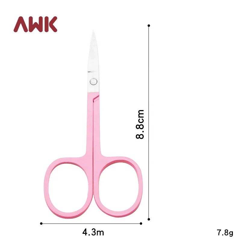 AWK Wholesale Eco-friendly Colorful Curved Blade Stainless Steel Beauty Nail Scissor Cuticle Scissors Manicure Professional