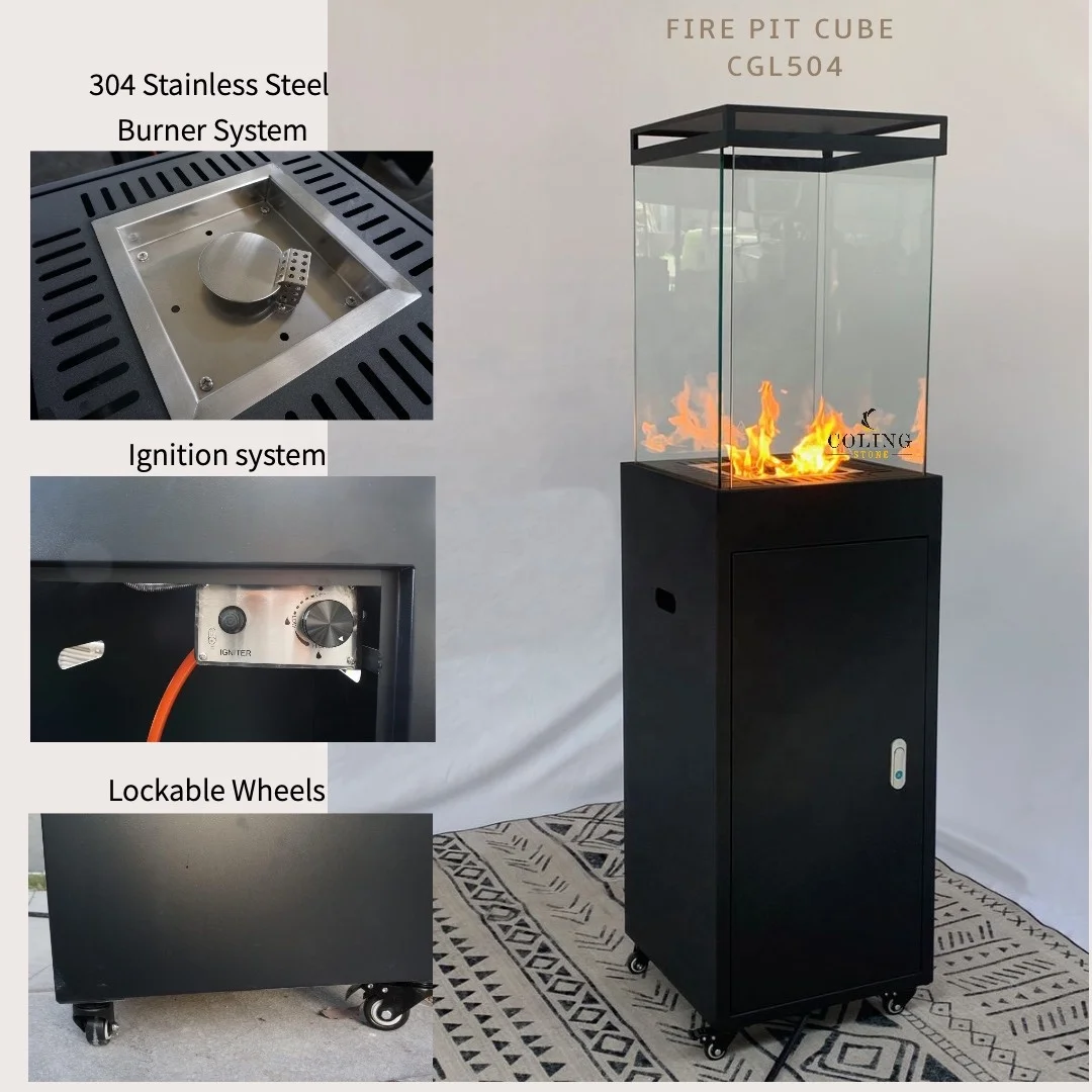 Coling Outdoor Indoor Garden Metal Gas Heater with Wheels Gas Heater for Backyard