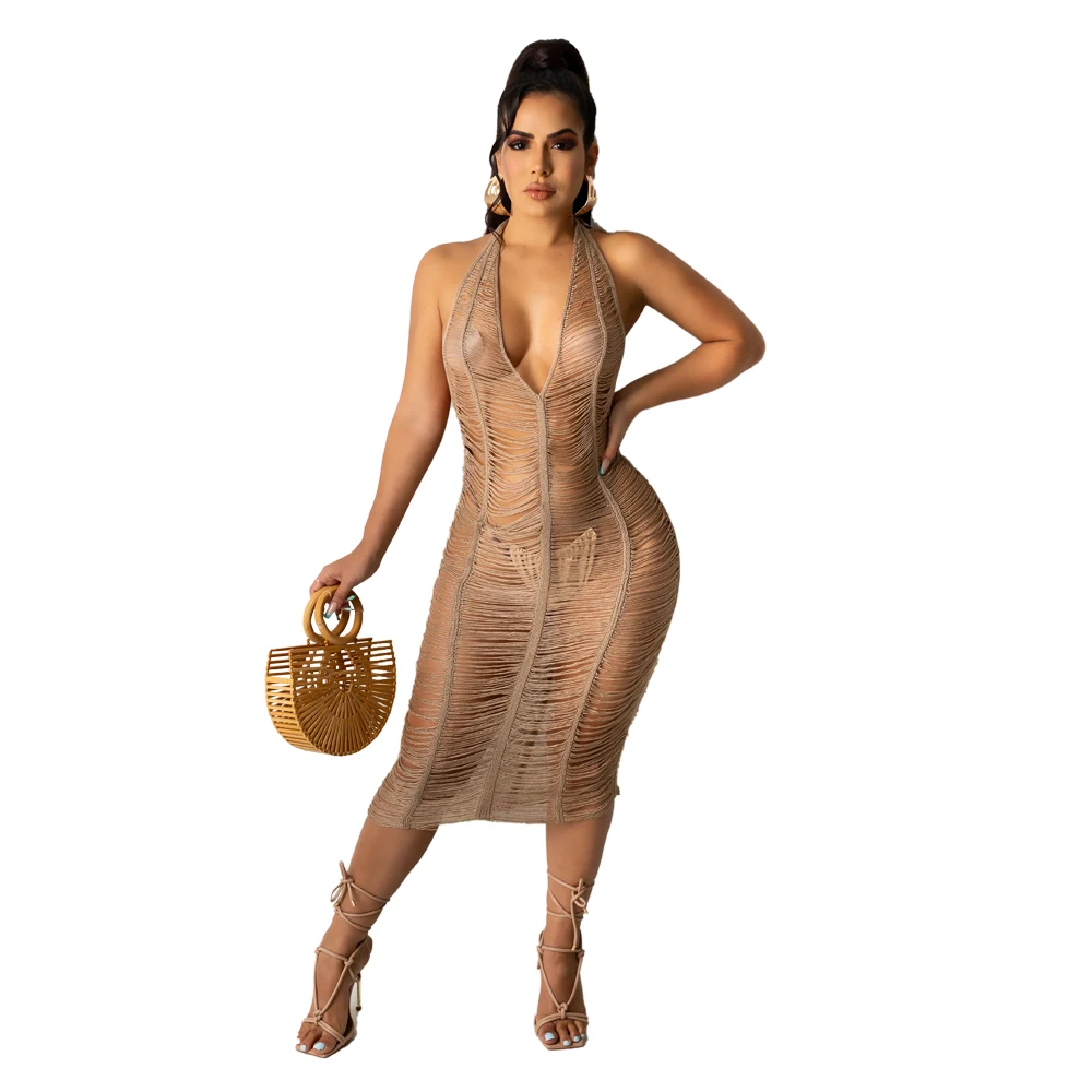 2021new style Women Sexy   Trend Sexy robe Knitting Carved Sleeveless Slip Women Clothes Casual Dress Women Sun Dresse