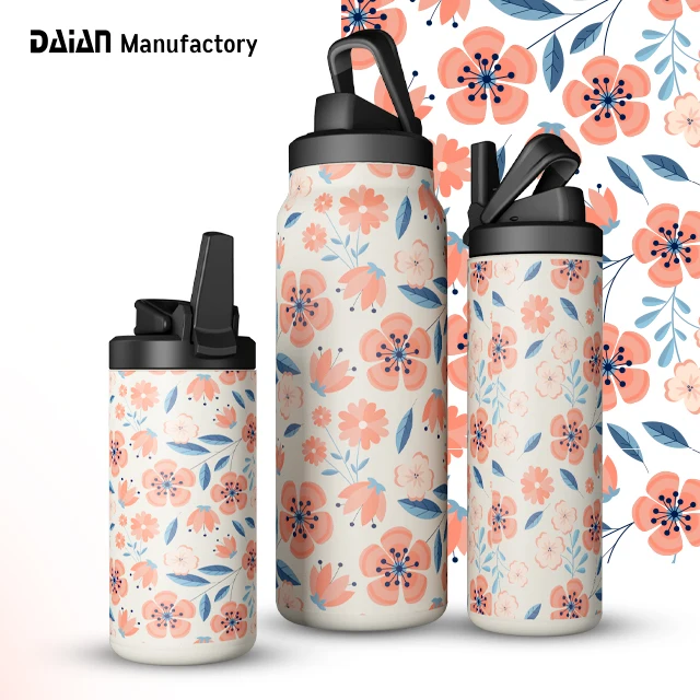 12oz 20oz 32oz Christmas Gift New Style Flower Design Stainless Steel Water Bottle with Dishwasher Safe