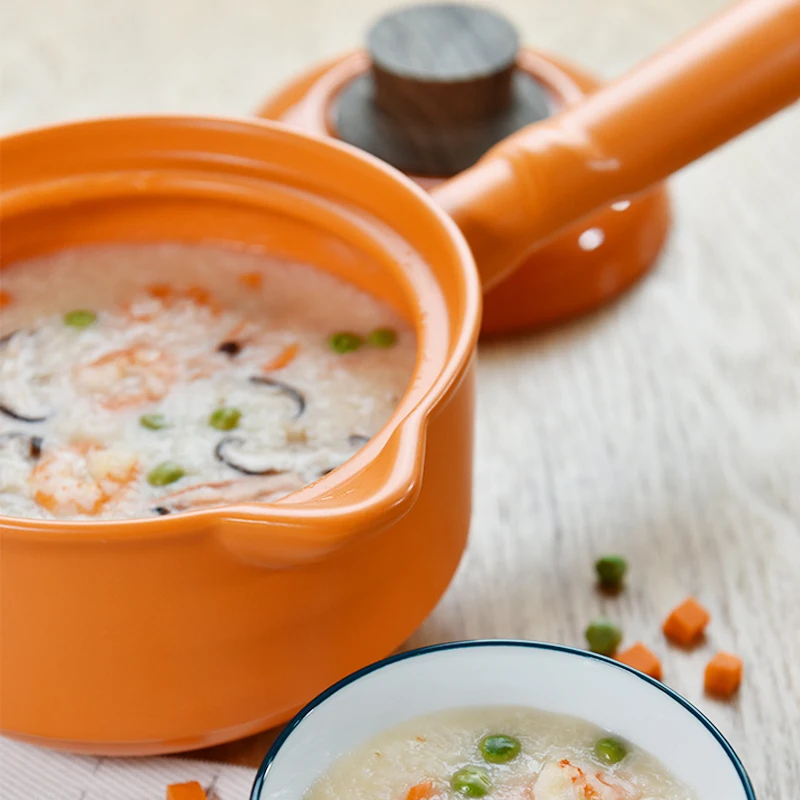 
 Круглая антиожоговая посуда, керамическая миска, кастрюля, кастрюля, набор посуды с крышкой и длинной ручкой  