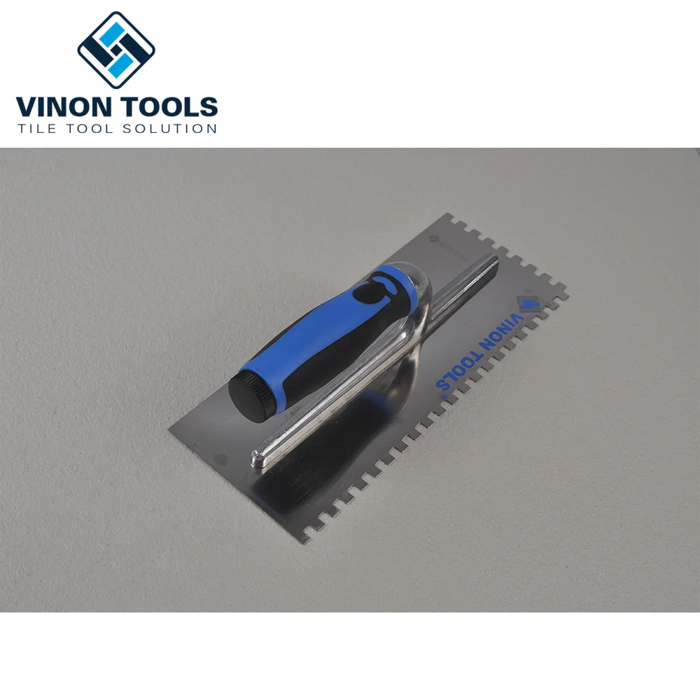 With Soft Grip Handle, Construction Tools Adhesive Notched Trowel, Germany Stainless Steel Trowel Vinon Tools 280x115mm 52030207