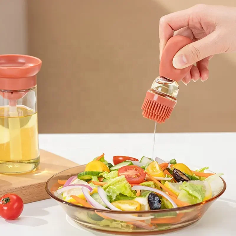 180ml Kitchen Silicone Oil Bottle Baking Barbecue Oil Brush Dispenser Bottle