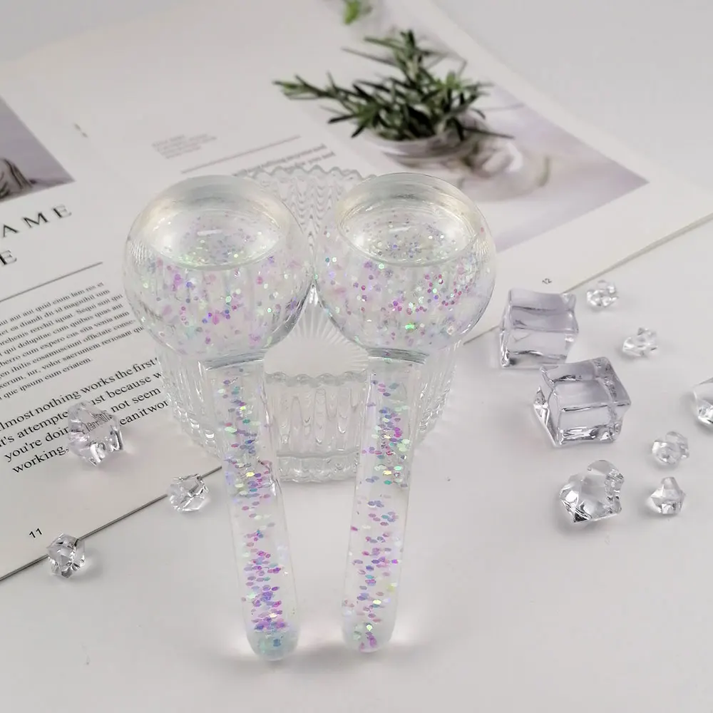 Facial cooling Ice Globe for face Glass Roller Cold therapy Skin Massage beauty glitter Ice Globes