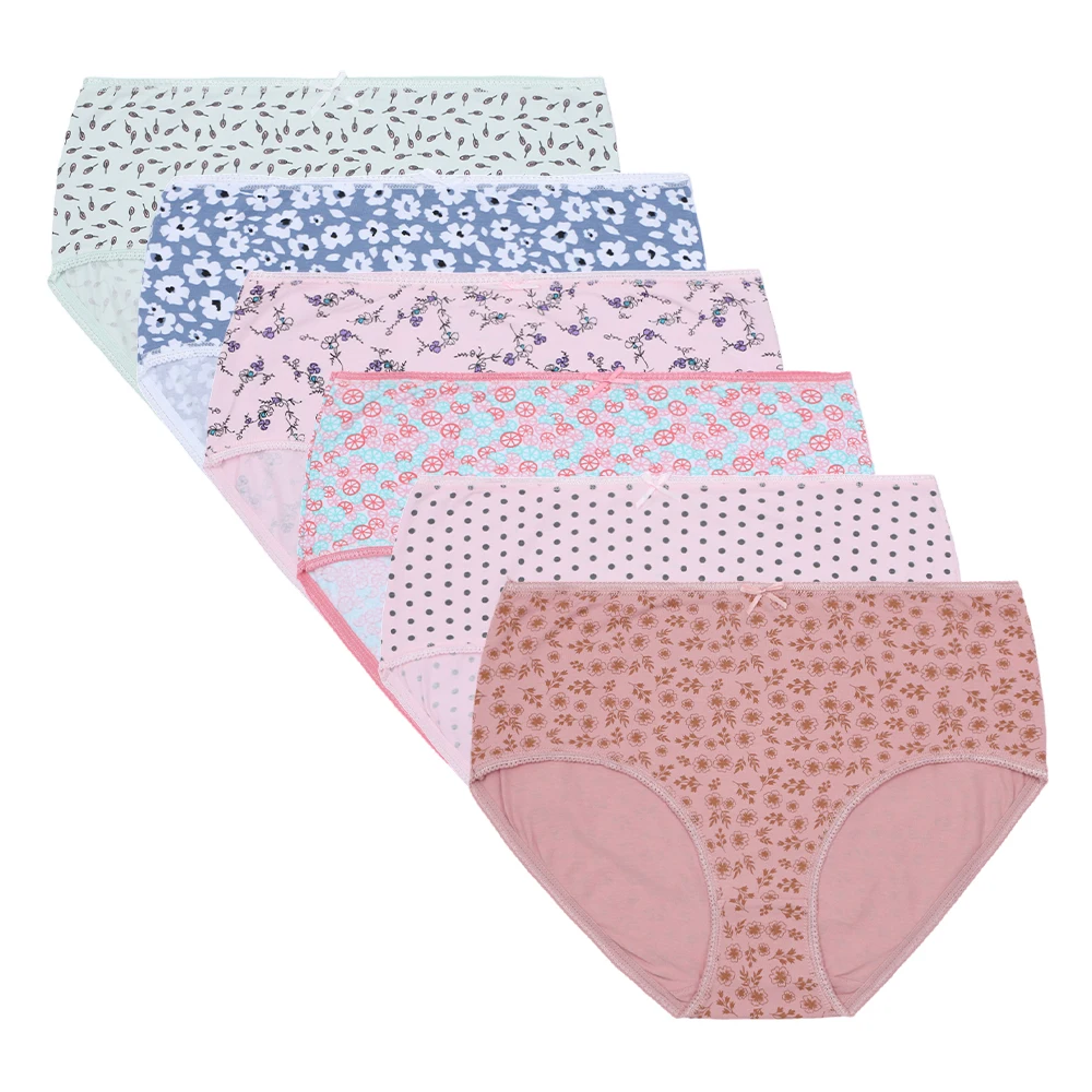 UOKIN Fat woman xxxl sizes panties combed cotton print floral panty sexy underwear for plus size women 3 pack in pvc bag A2683