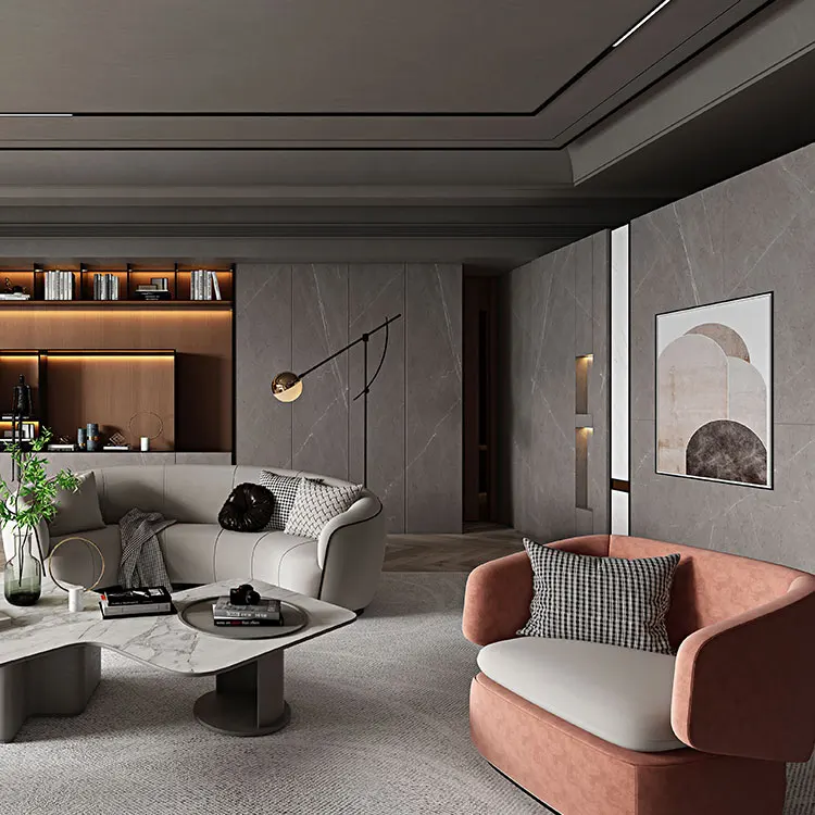 Professional Manufacturer 3mm Ultra-thin Sintered Stone Slab Natrual Stone Look Dark Body Porcelain Floor Tiles