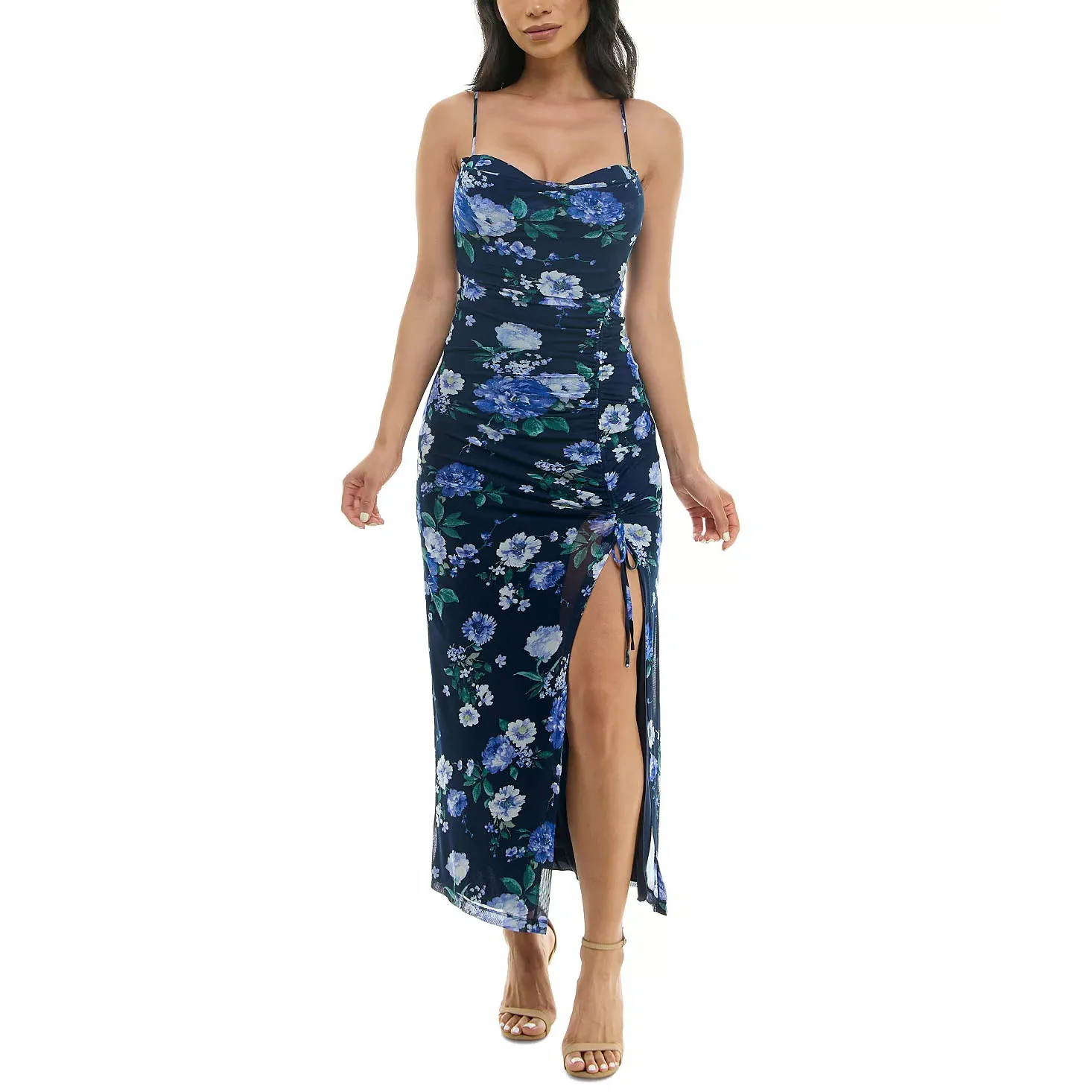 Fast Custom Women Floral Dress Summer Vacation Slip  Off Shoulder Draped Waist Floral Pattern Printed Midi womens Dresses