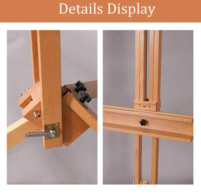 Glitter Vintage Folding Wooden Easel Foldable Floor Artist Studio Easel for Painting Display