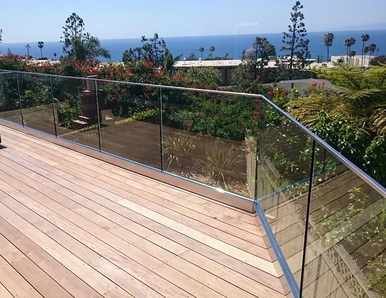 Frameless Glass Deck Railing System 6063 Aluminum Slot U Channel Profile Stair Glass Railing