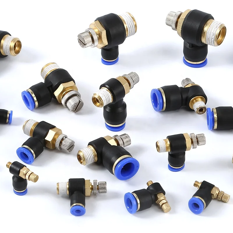 SNS JSC Series 90 Degree Elbow Air Flow Speed Control Fitting Pneumatic Throttle Valve