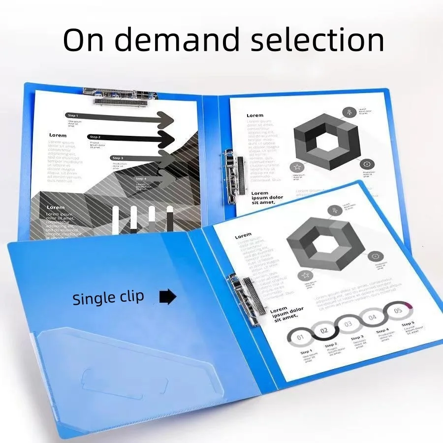 A4 folder board single double strong clip double clip test paper clip plastic data book l type file folder
