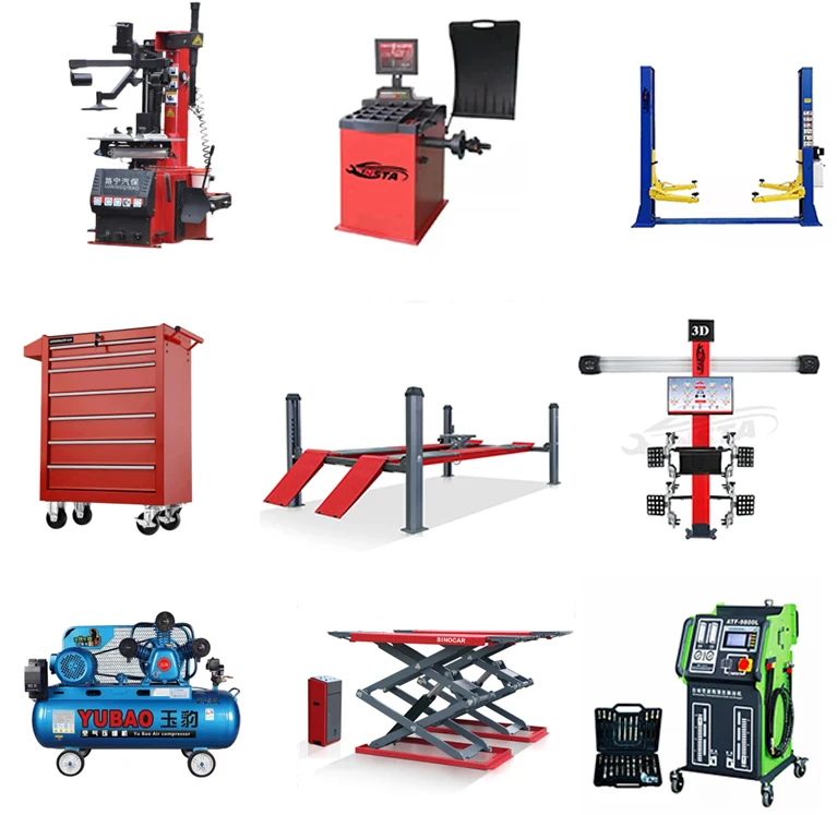Garage Car repair Equipment Combos Tire Changer Wheel Balancer Car Lifter 3D Wheel alignment Tools Cabinet Air Compressor
