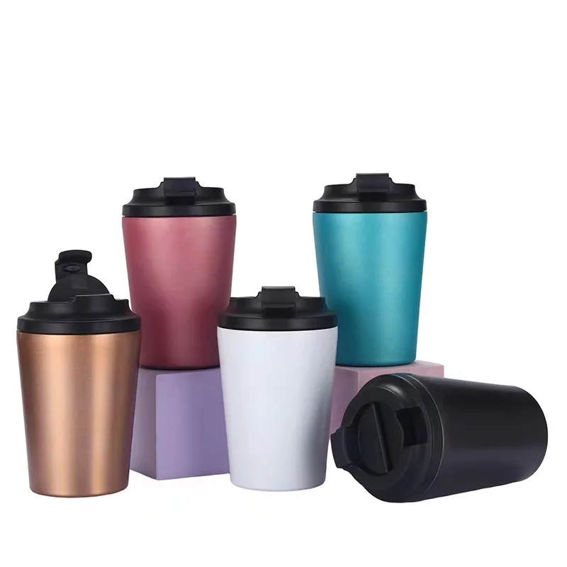 12oz Insulated vacuum Coffee Travel Mug Stainless Steel Traveling Tea Infuser Cup With Lid Handle Insulated Coffee Travel Mug