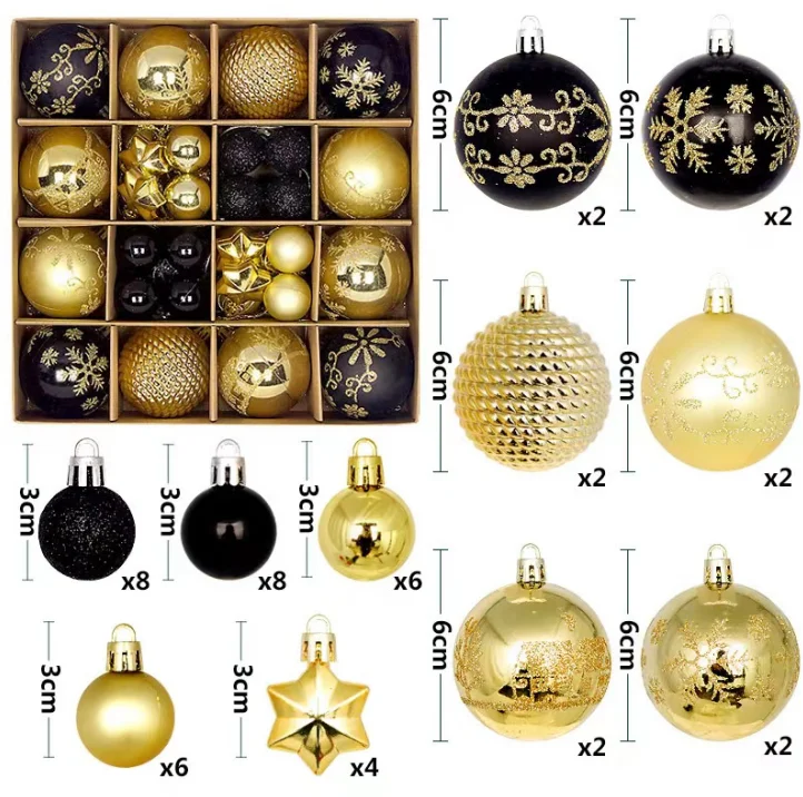 44pcs Christmas Ball & Tree Ornaments Red and White Set Hand-Painted Christmas Balls For Parties And Christmas Tree Decorations